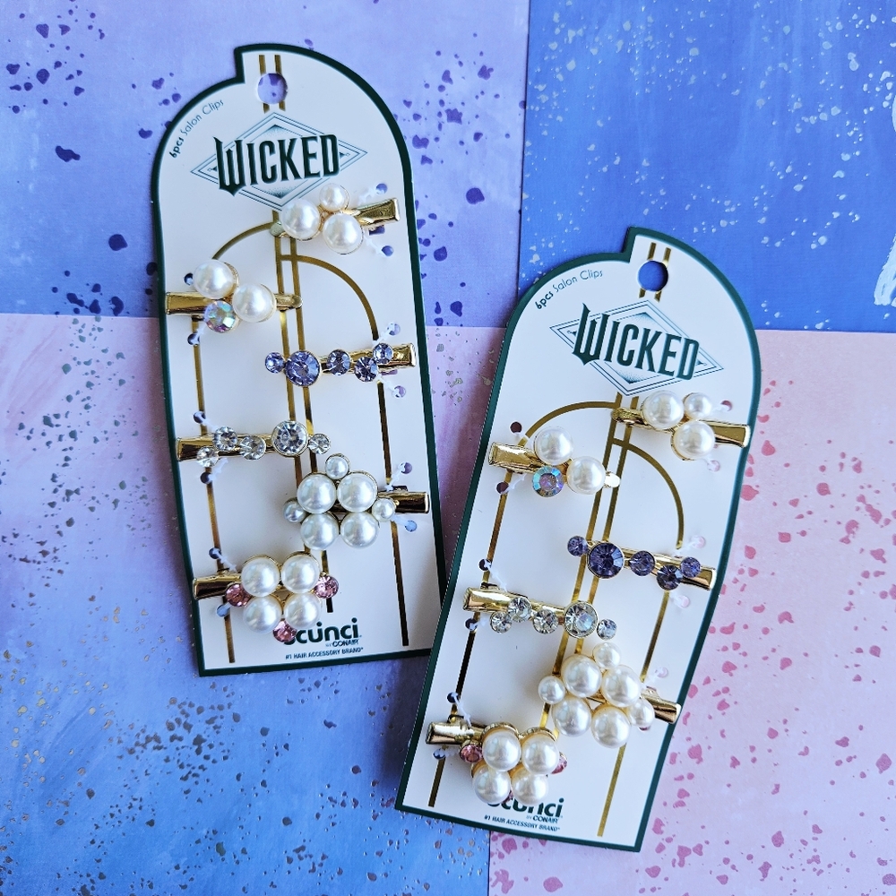 Universal Studios Wicked Scunci Pearls and Jeweled Hair Barrettes
